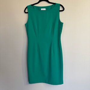 Calvin Klein Side Zip Sheath Green Dress Women’s Size 10 • Business Casual